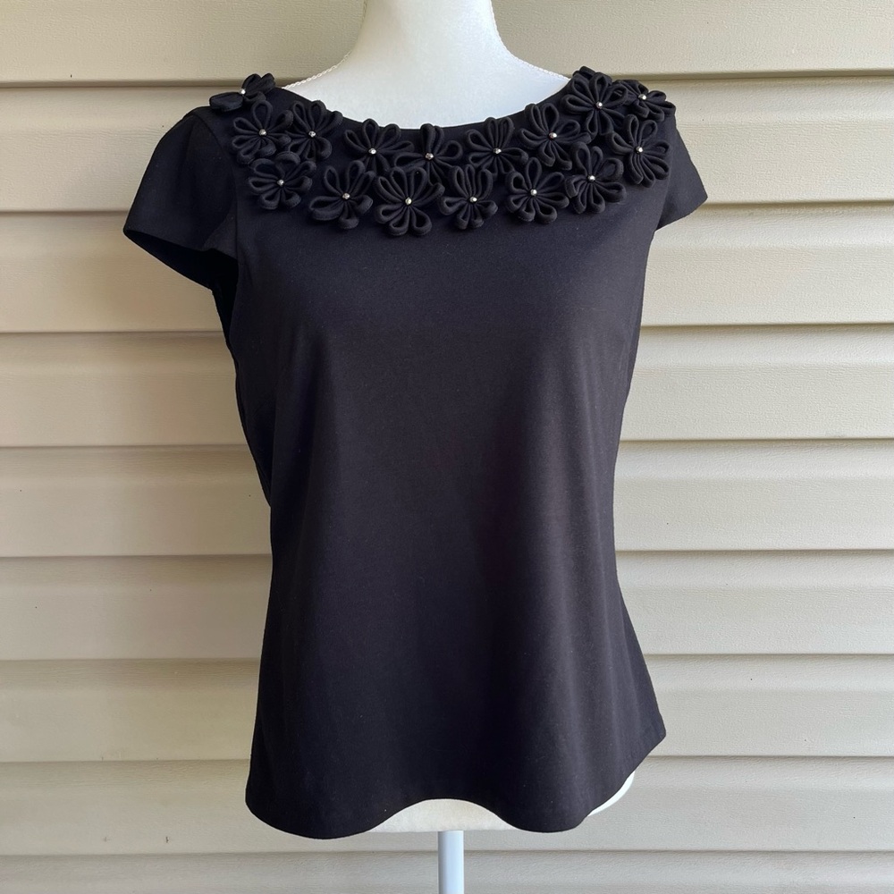 •Just…Taylor• Floral Detail Ponte Knit Blouse - Size 12